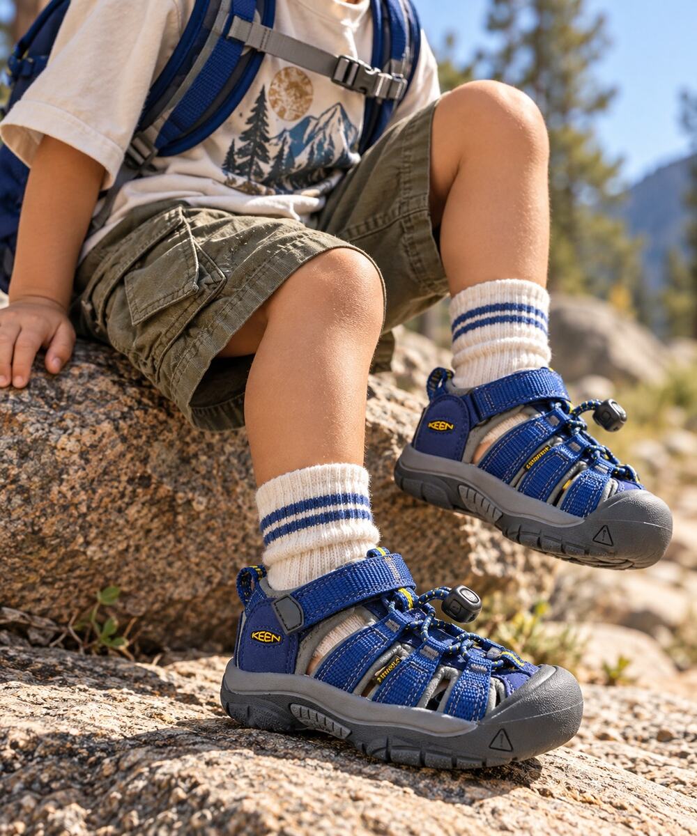 KEEN Kids Newport H2 Sandals Size 9 Blue Gray Closed Toe Hiking Water Shoes
